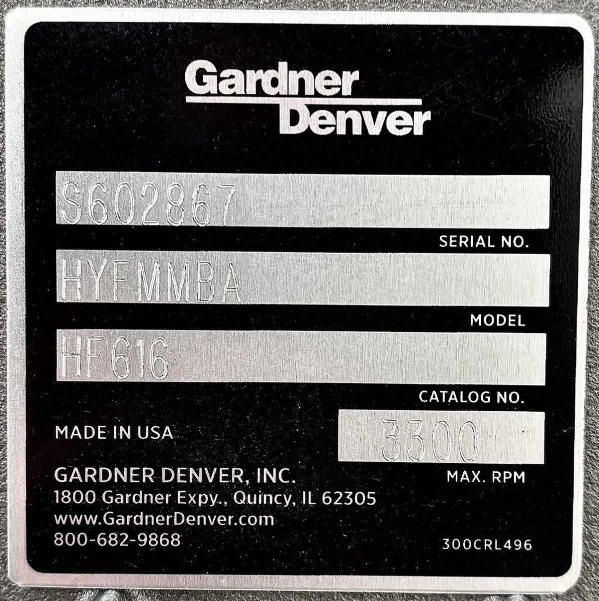 Gardner Denver BPC99A data tag