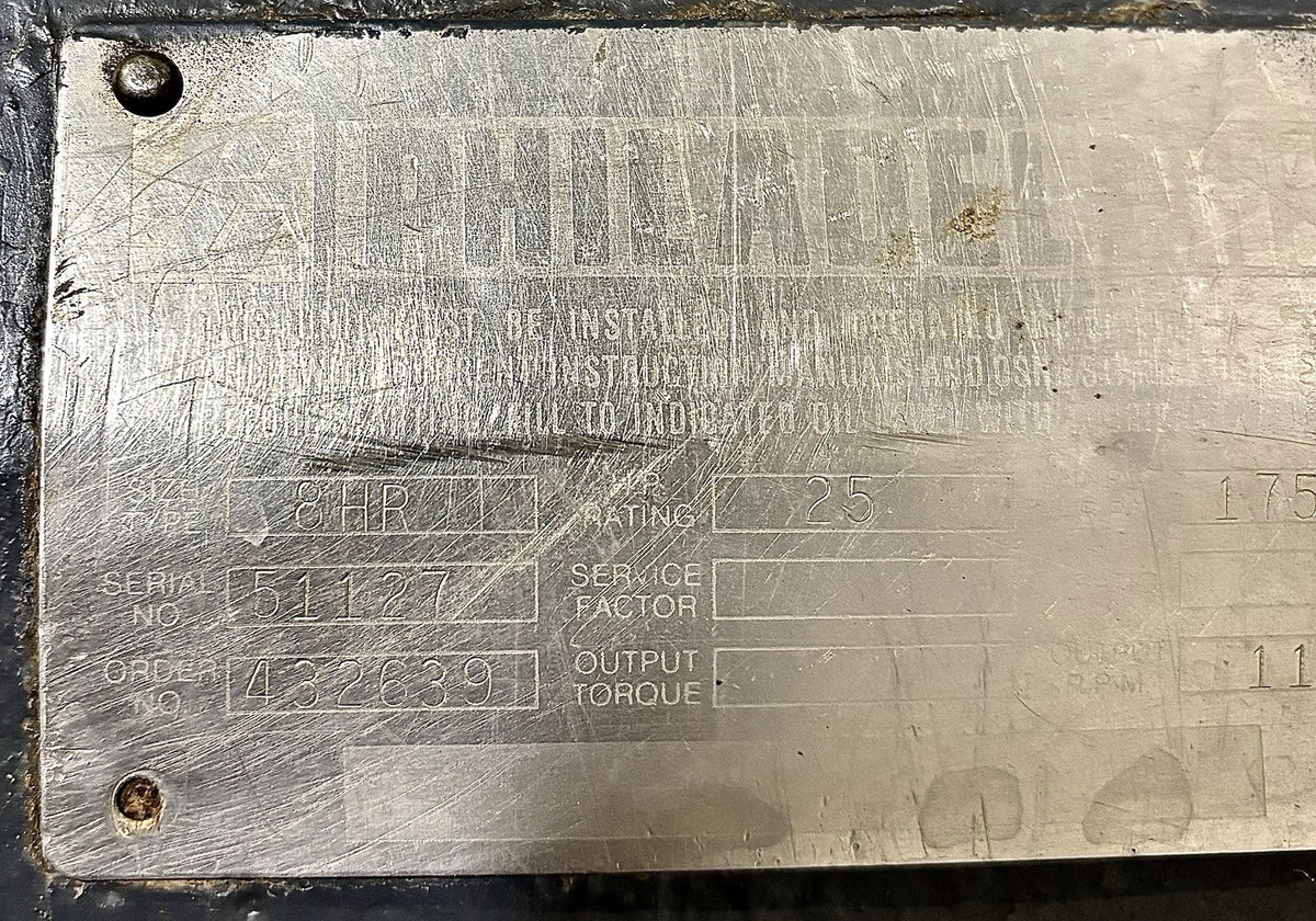 Philadelphia 8HR Gear Drive equipment nameplate