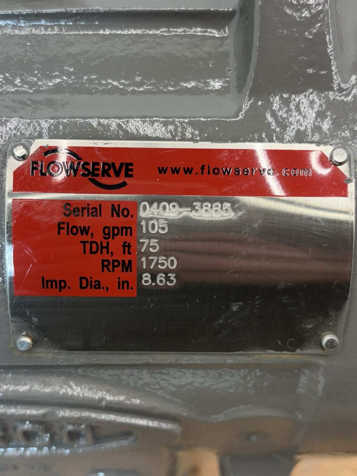 Durco MK3 STD Centrifugal Pump equipment nameplate