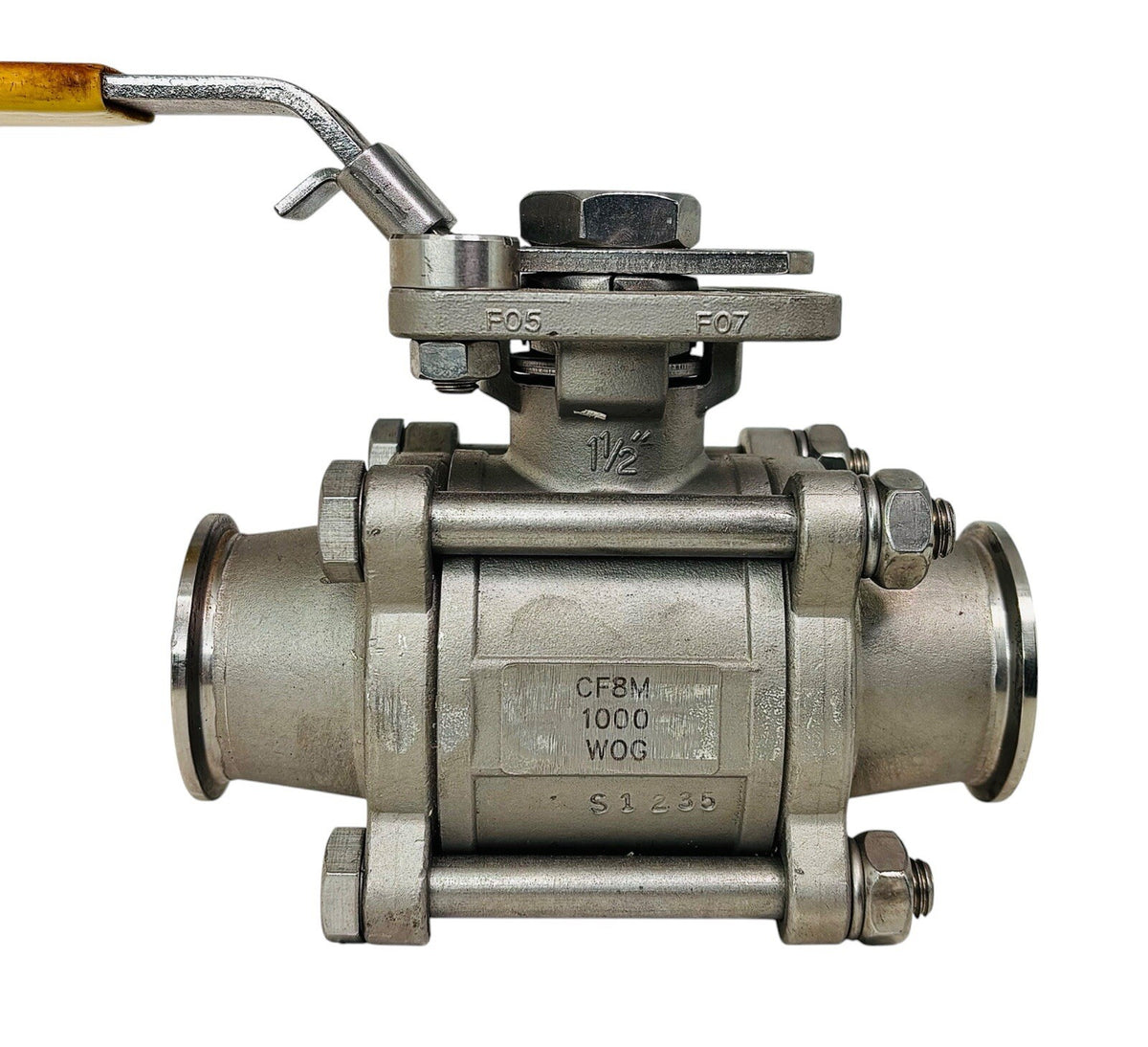 TopLine TF4 Three Piece Ball Valve equipment nameplate