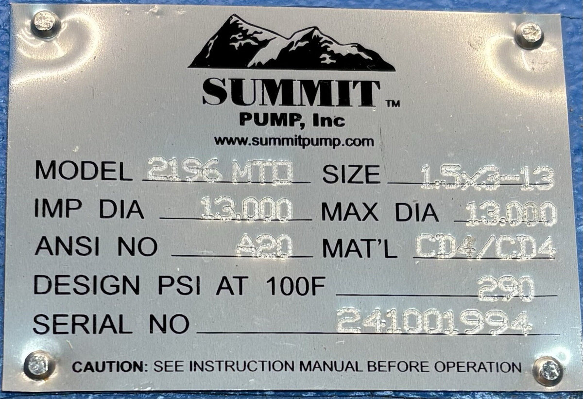 Summit 2196 MTO 1.5x3-13 nameplate