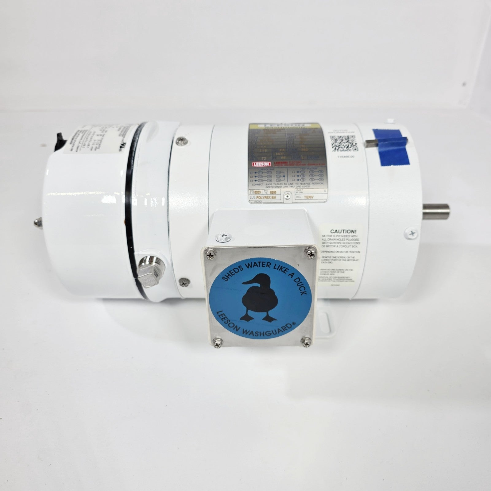 Leeson C6T17VK2FB 1/3 HP Washguard brake motor overall view