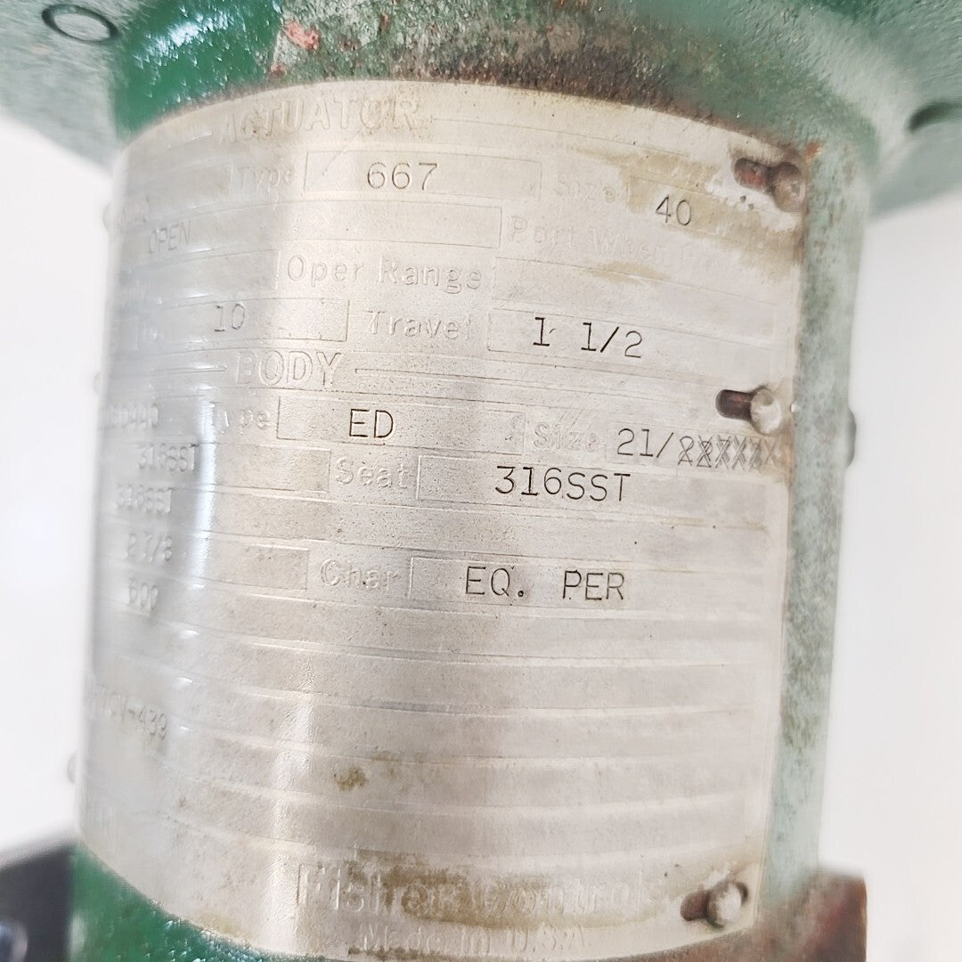 Fisher 2 1/2" ED CL-600 Control Valve CF8M With 667 Size 40 Pneumatic Actuator