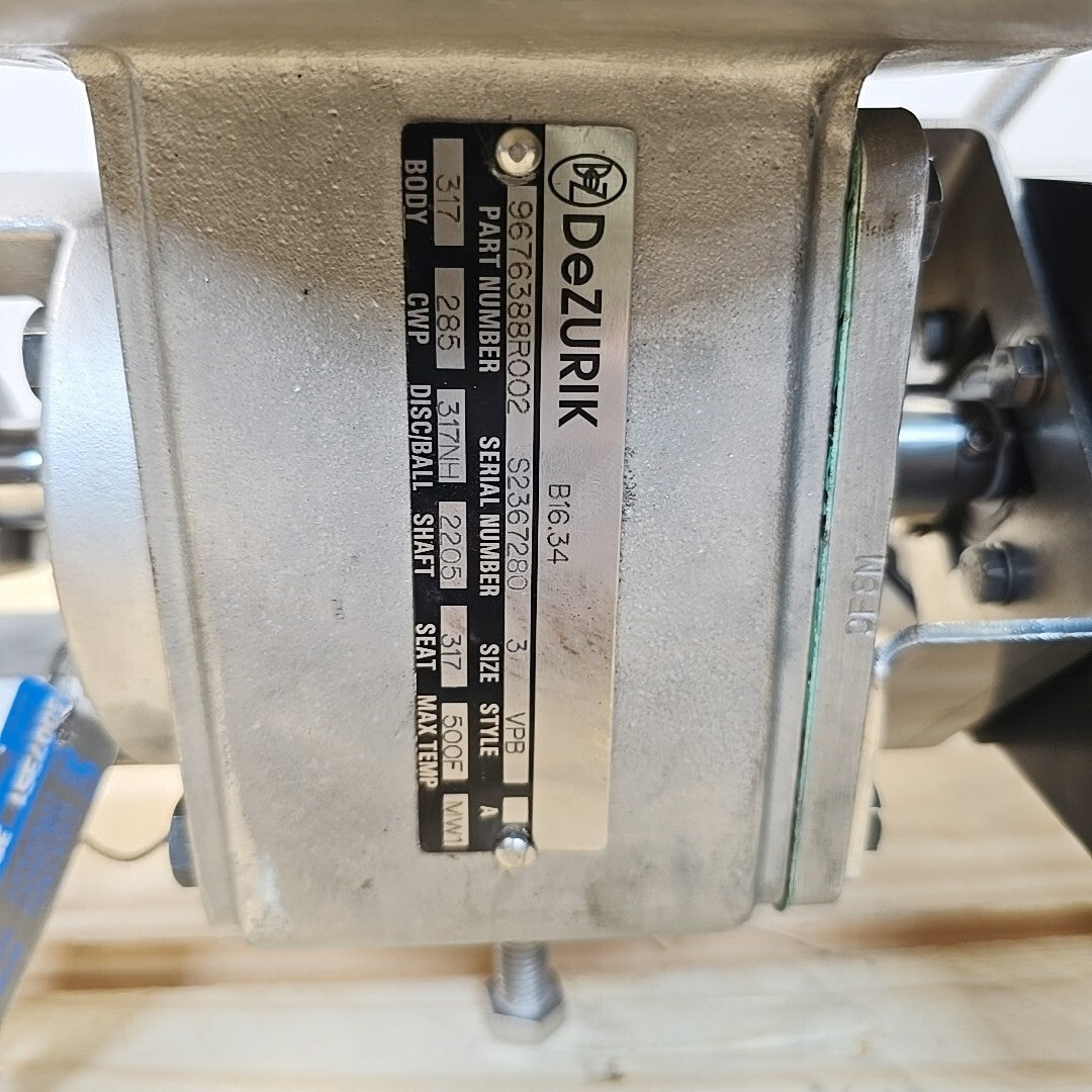 Dezurik 3" VPB Actuated Ball Valve 9676388R002 With ABB Position Master EDP300