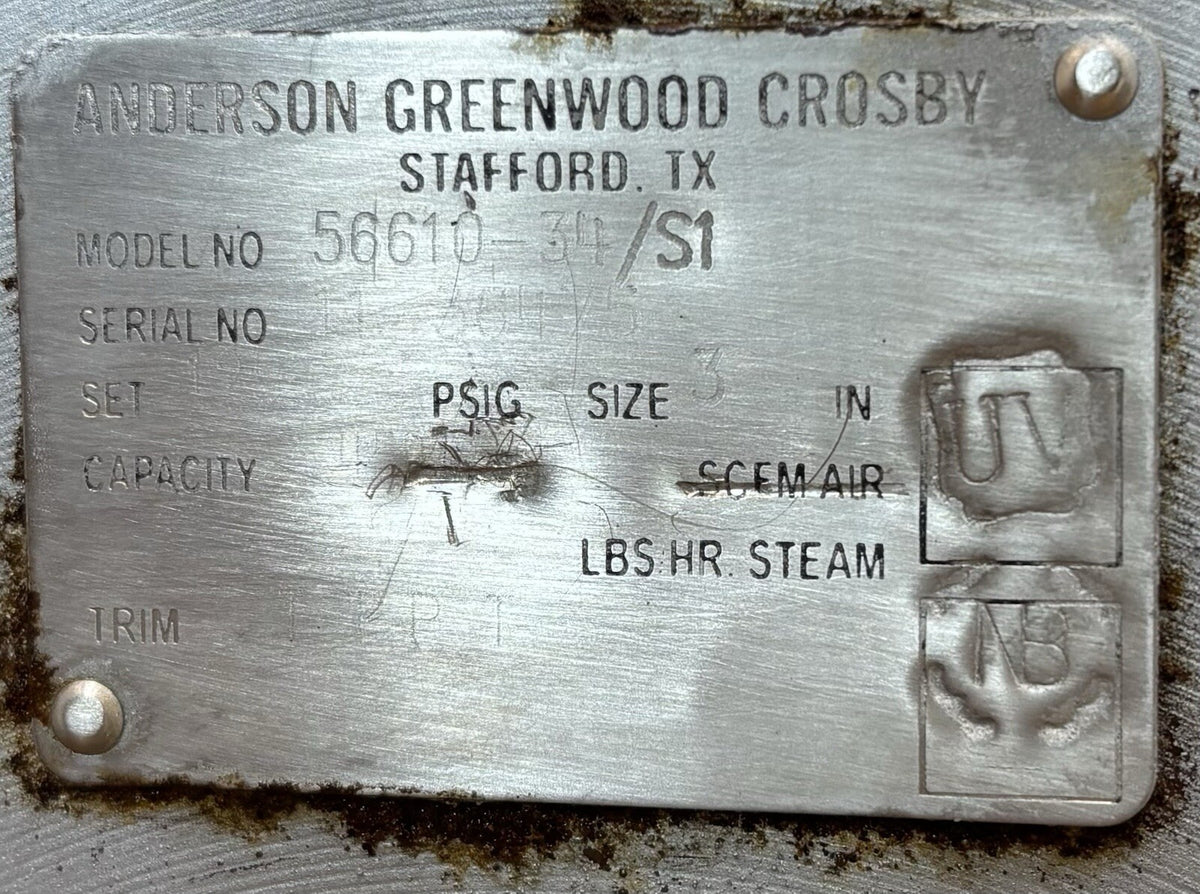 Anderson Greenwood Crosby 56610-34/S1 3 x 4 in data tag