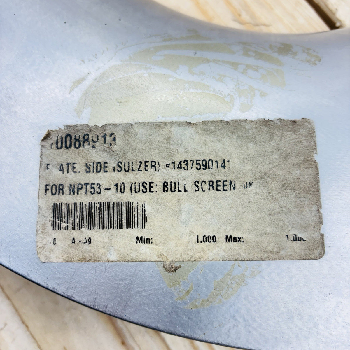 Sulzer NPT53-10 NPT53-10 nameplate
