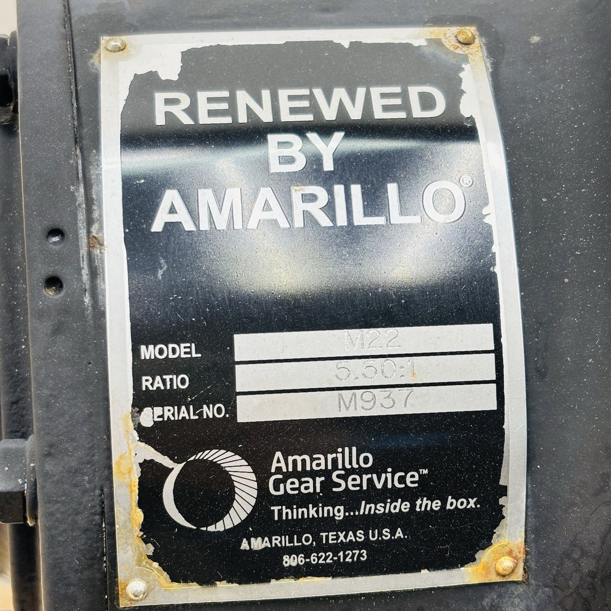 Marley M22 Fan Drive equipment nameplate