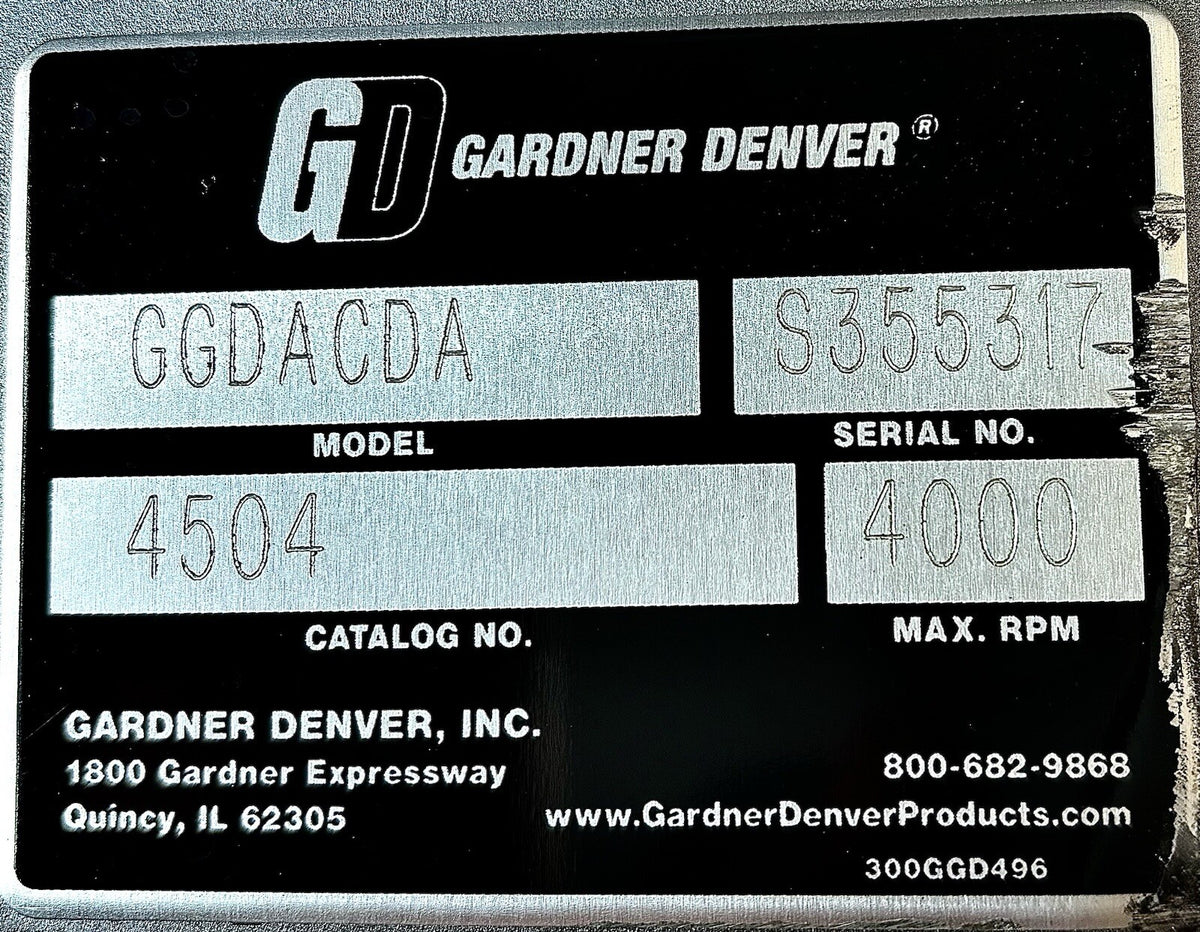 Gardner Denver GGDACDA nameplate