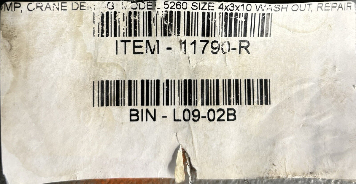 Crane Deming 5260 4x3-10 storeroom tag