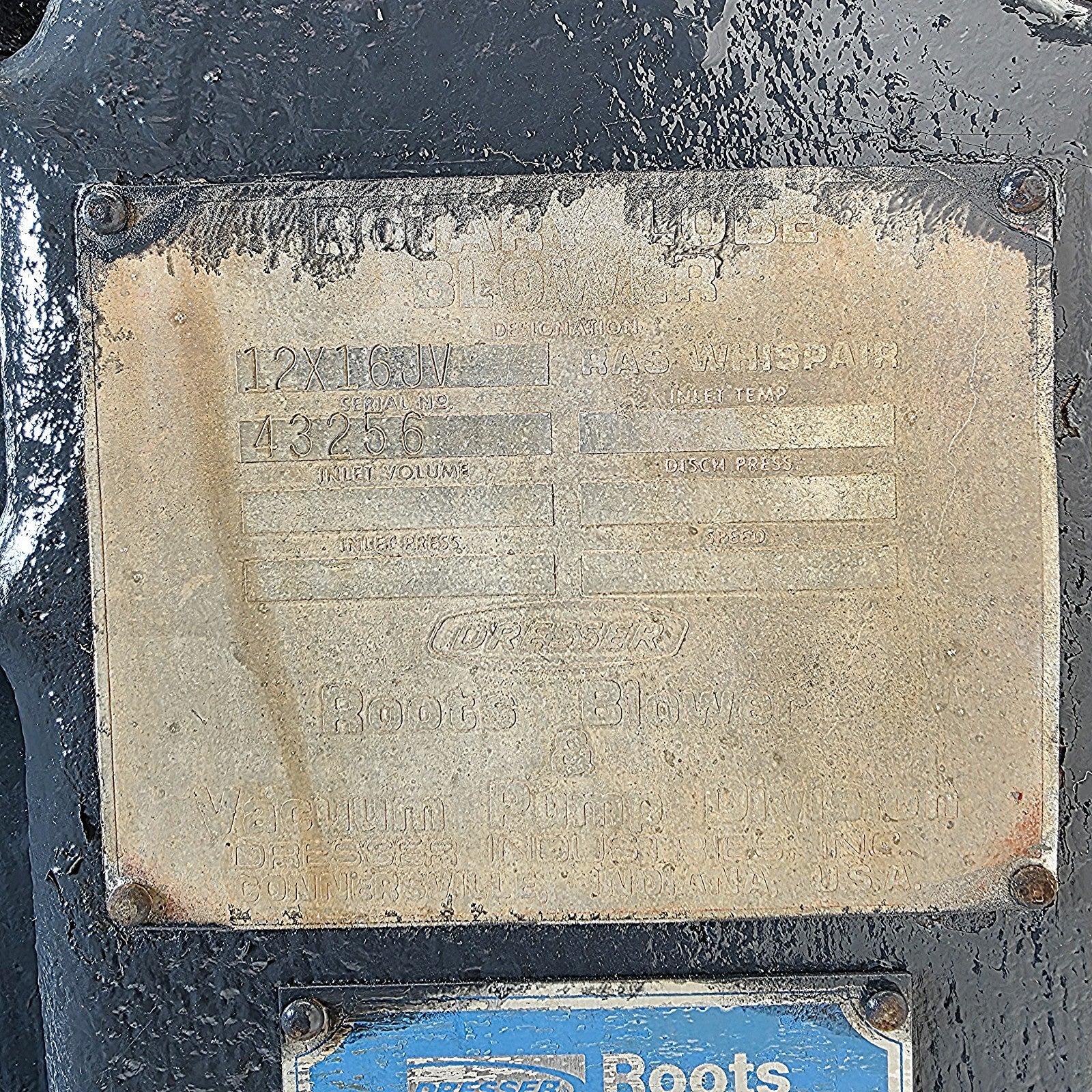 Howden Roots 12x16 blower lobe rotor detail