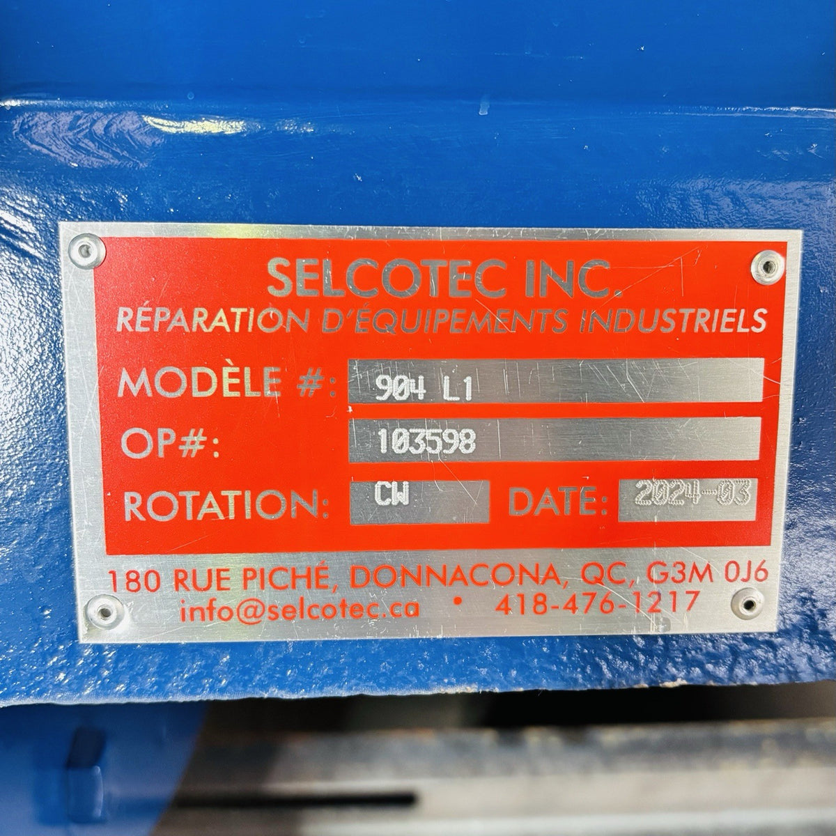 Nash 904 L1 Selcotec rebuild tag