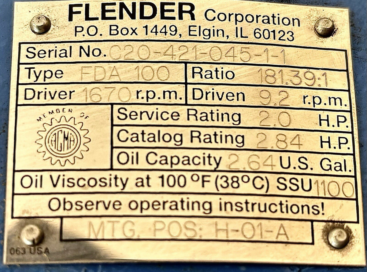 Flender Himmel FDA100 nameplate
