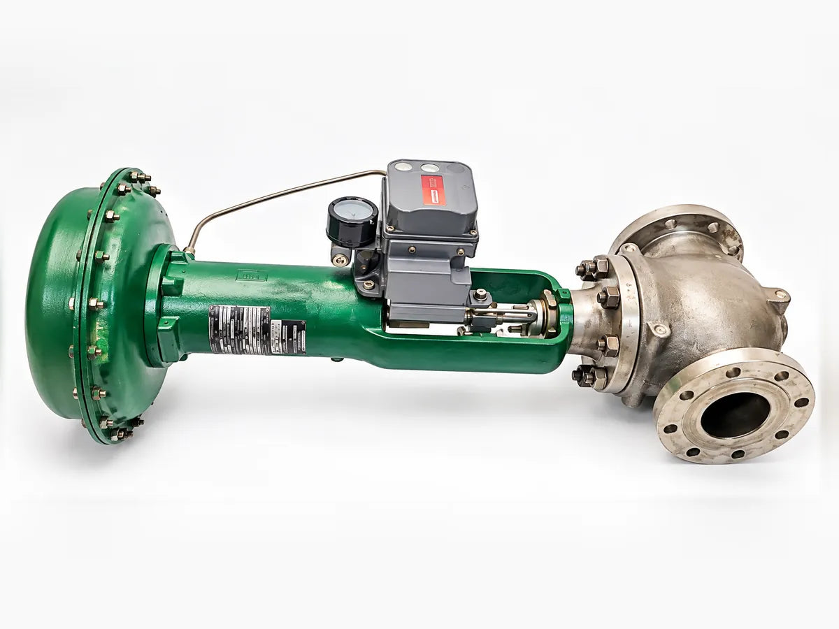 Fisher sliding-stem globe control valve with diaphragm actuator and positioner